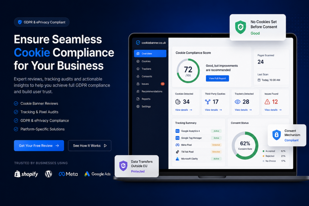 Cookie banner and tracking dashboard preview